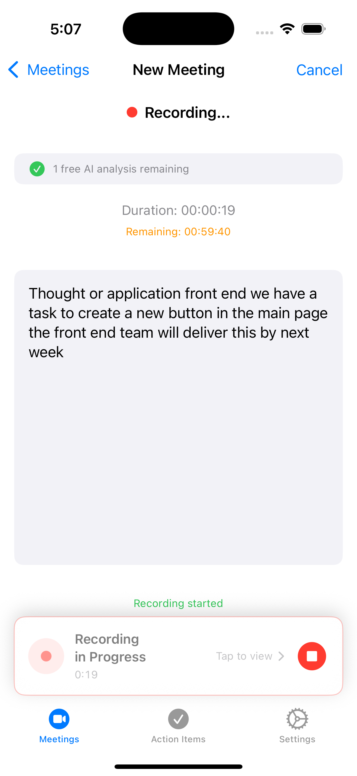AI Note Taker iOS App